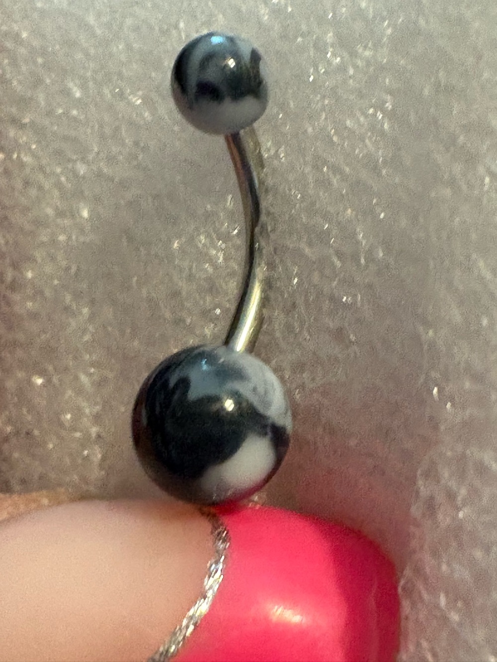 Belly Ring- Black onyx like  Stainless Steel Naval Belly Button Ring Tray B7-40